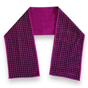 Vtg Oscar de la Renta Houndstooth Silk Scarf Purple Wool Quite Luxury Academia
